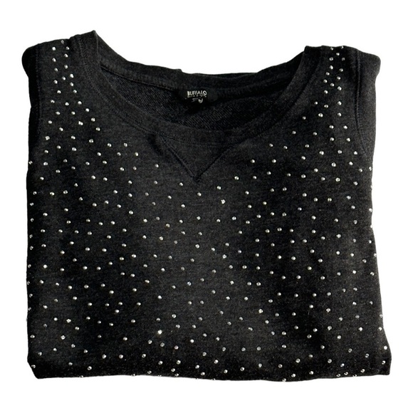 Buffalo Studded Sweatshirt Charcoal Gray Size S - Picture 3 of 4